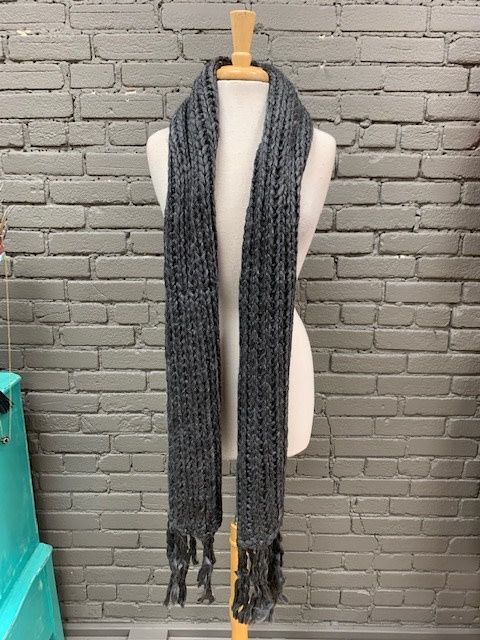 Grey Long Scarf w/ Fringe
