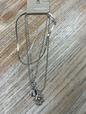 Triple Silver Chain Pendant Necklace