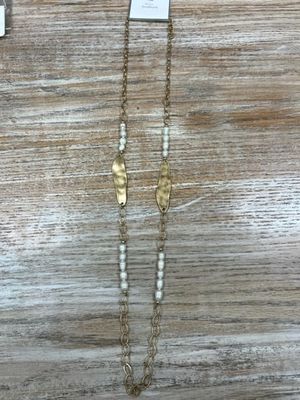 Long Gold Pearl Necklace