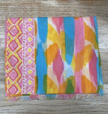 Pink &amp; Yellow Print Beach Scarf