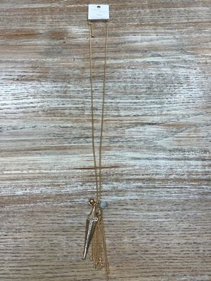 Long Gold Cross Charms Necklace