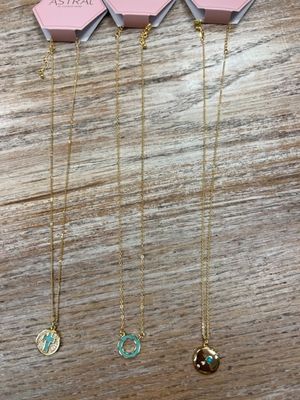 Gold Necklace w/ Teal Pendant Necklace