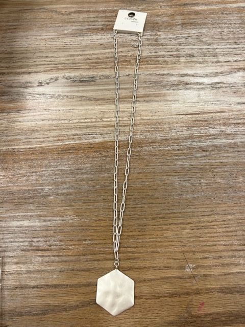 Long Silver Chain Pendant Necklace