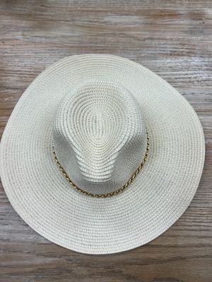 Gold Chain Fedora- Cream