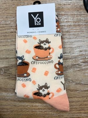 Women's Crew Socks- Catpuccino