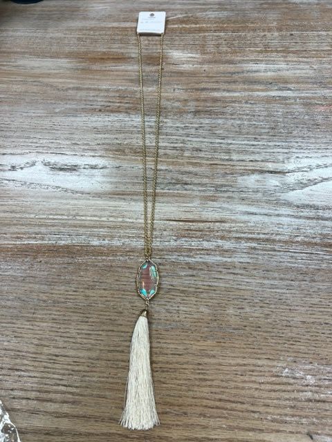 Long Gold AB Pendant Tassel Necklace