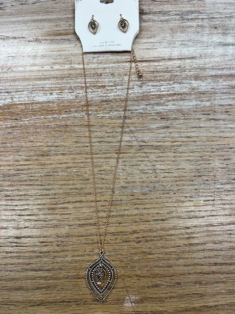Gold Necklace Silver Layered Pendant