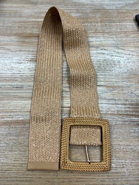 Bamboo Buckle Wide Straw Belt- OneSize