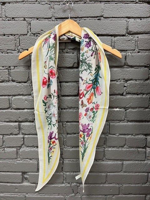 Floral Print Diamond Shape Scarf- Yellow