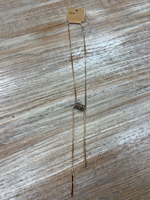 Long Gold Adjustable Bar Necklace