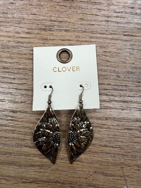 Gold Sunflower Teardrop Earrings