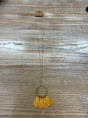 Long Gold Necklace Mustard Beads Tassels
