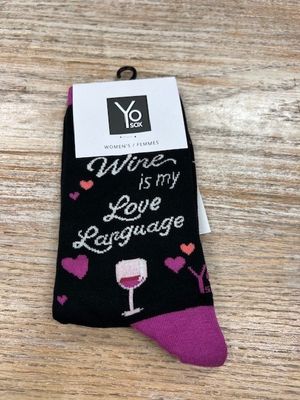 Women's Crew Socks- Wine Love Lang
