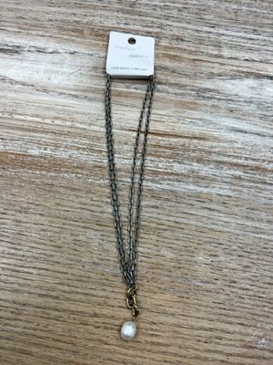 Double Silver Chain Pearl Necklace