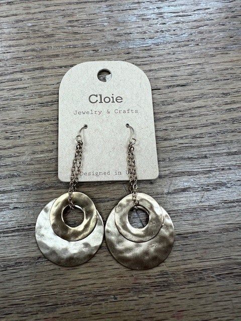 Double Gold Circle Chain Earrings