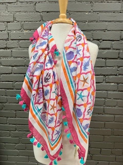 Pink &amp; Blue Beachy Scarf, Color: Pink