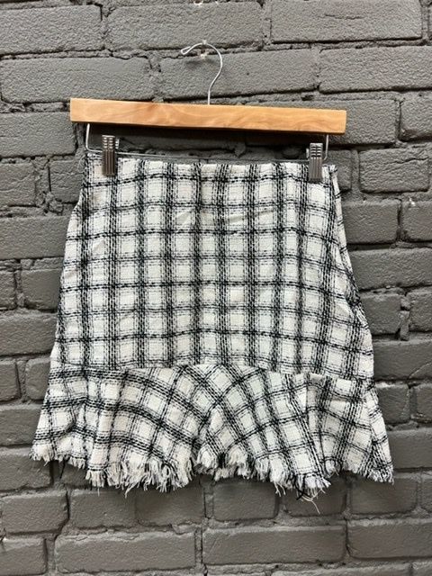 Zarah Metallic Tweed Ruffle Skirt, Size: Small
