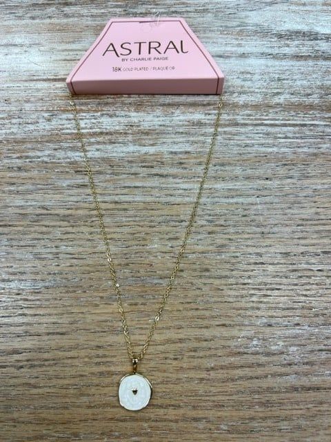 Astral Gold Pendant Necklace, Color: White Heart