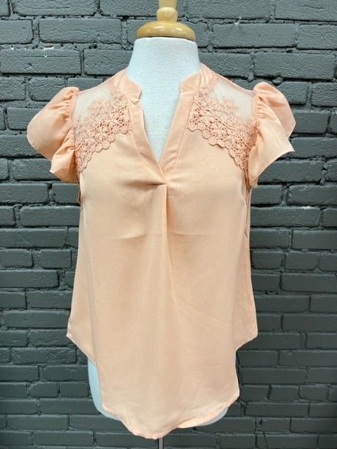 Freya Peach Lace Top, Size: Small