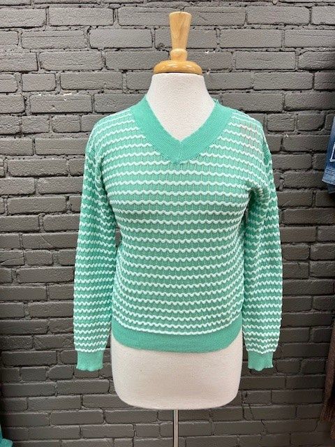 Tinley Seafoam Wavy Striped Sweater, Size: S/M