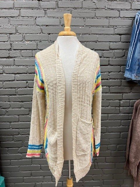 Simone Multi Color Long Knit Cardi, Size: S/M
