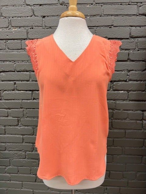 London Orange Lace Trim Top, Size: Small