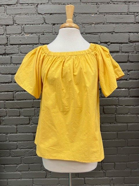 Stevie Yellow OTS Pocket Top, Size: Small