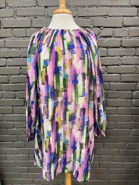 Andrea Multi Color Print OTS Dress, Size: Small