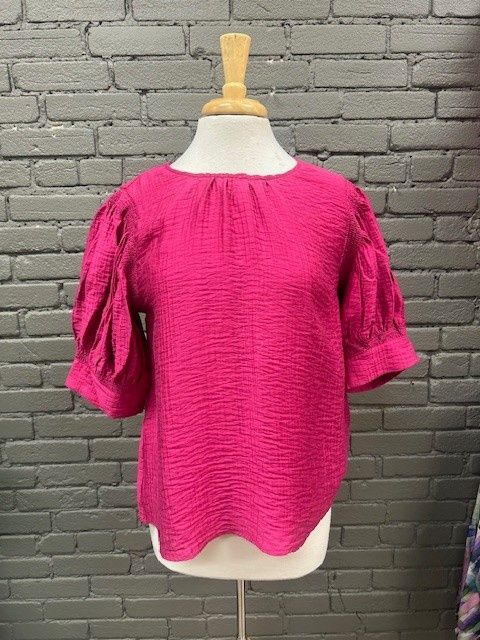 Stella Magenta Textured Top, Size: Small