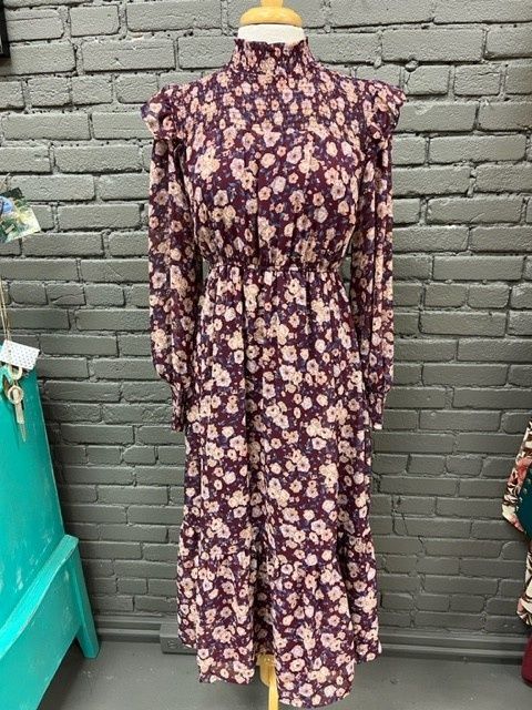 Katrina Floral Mock Midi Dress, Size: Small