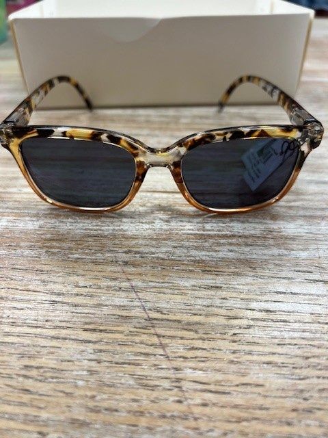 Sunglasses w/ Pouch- Colored Tortise, Color: Brown