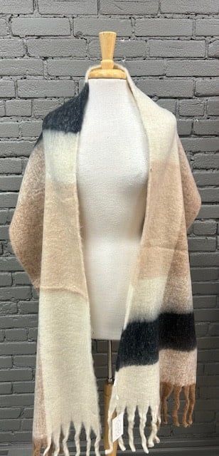 Neutral Check Scarf, Color: Tan