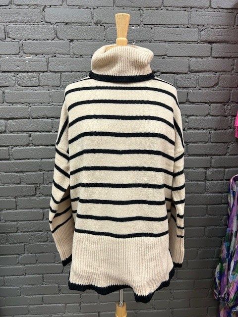 Tan Dunn Striped Sweater, Size: Small