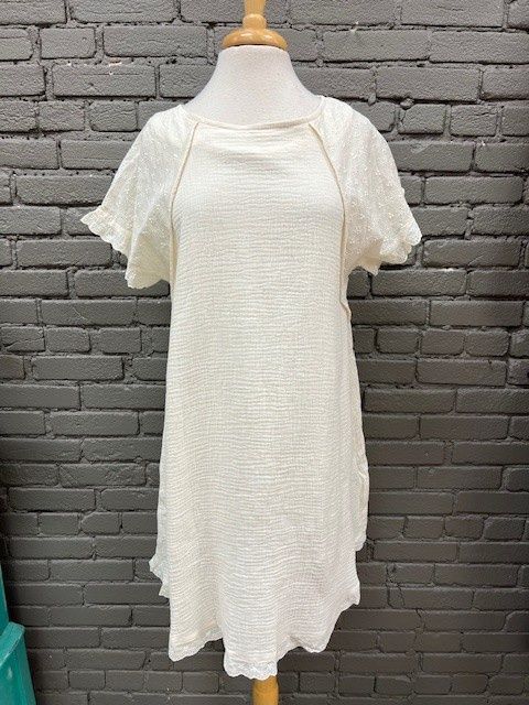 Augusta Cream Eyelet Sleeve Dress, Size: Small