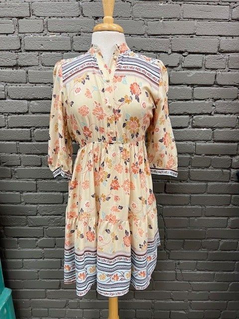 Audrey Print Balloon Sleeve Dress, Size: Small