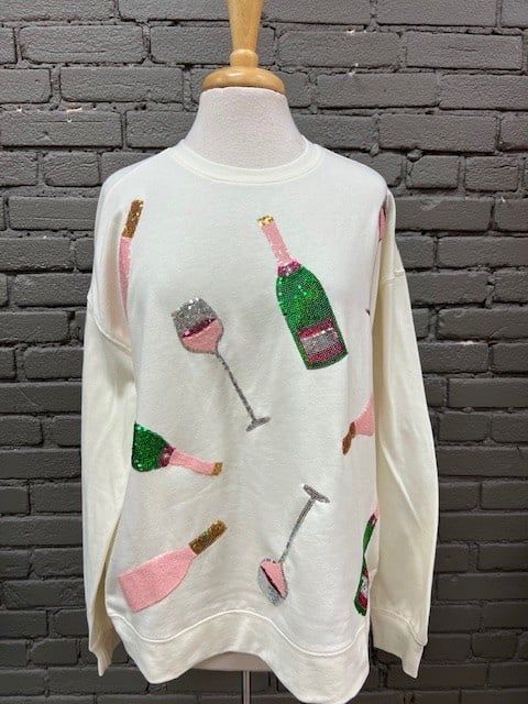 Champagne Sequin Sparkle Sweatshirt, Size: S/M