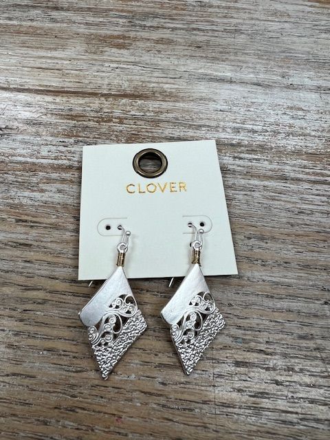 Silver Diamond Cutout Earrings
