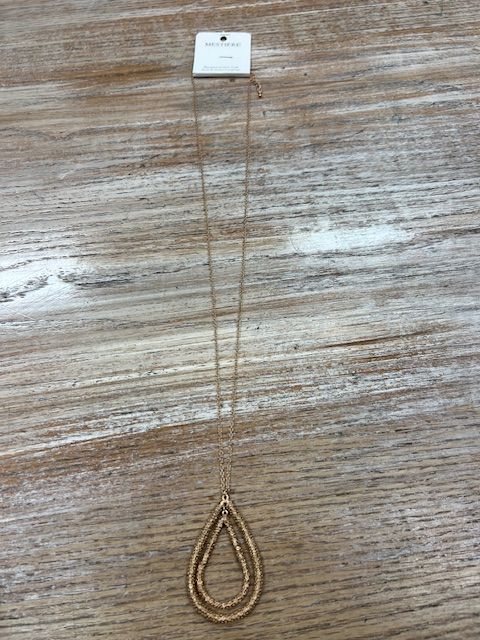 Long Gold Double Chain Teardrops Necklace