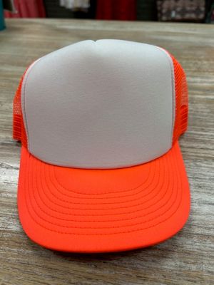 Adjustable Trucker Hat- Neon Orange/White