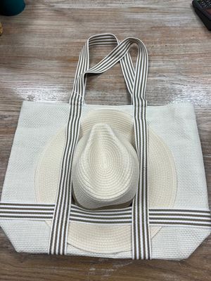 Hat And Tote Bag Set- Beige