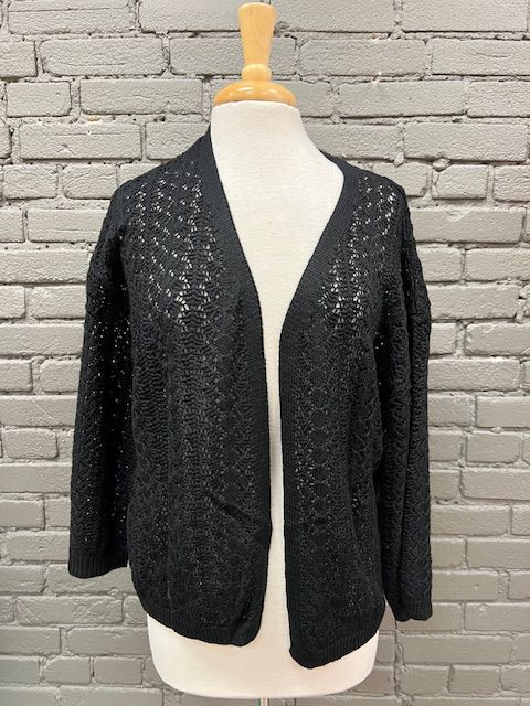 Brianna Black Open Knit Cardi