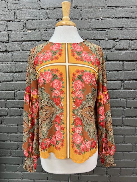 Haven Paisley Scarf LS Top