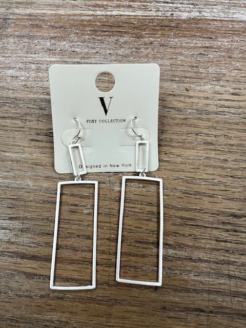 Silver Rectangle Earrings