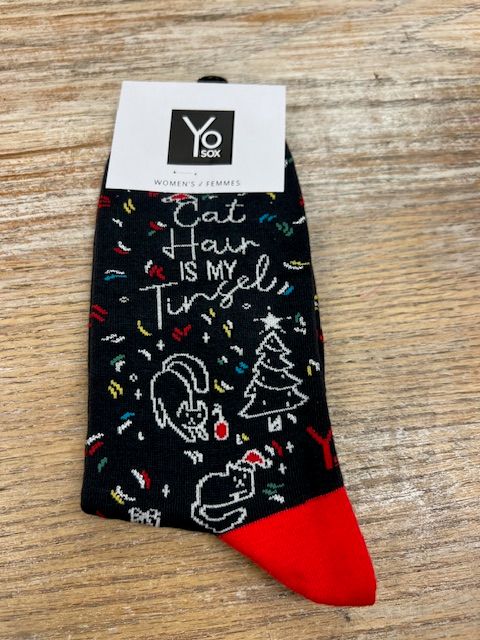 Women&#39;s Crew Socks- CatHairTinsel