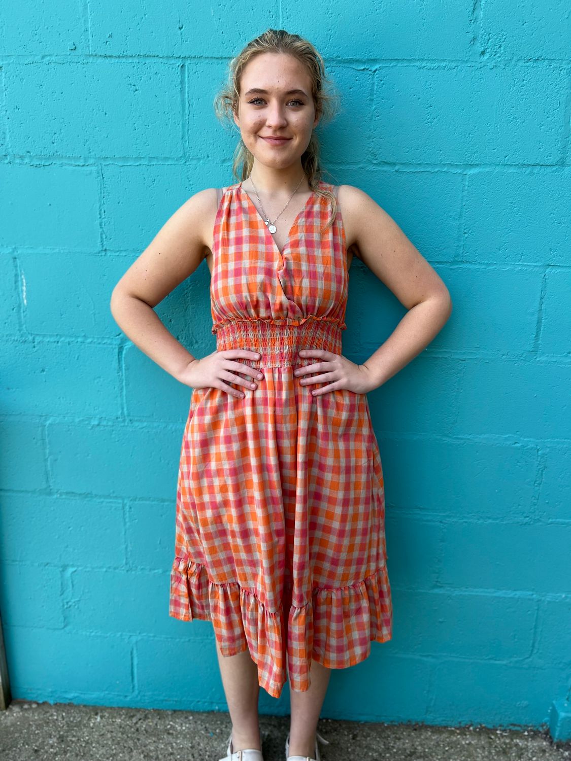 Logan Plaid Halter Midi Dress