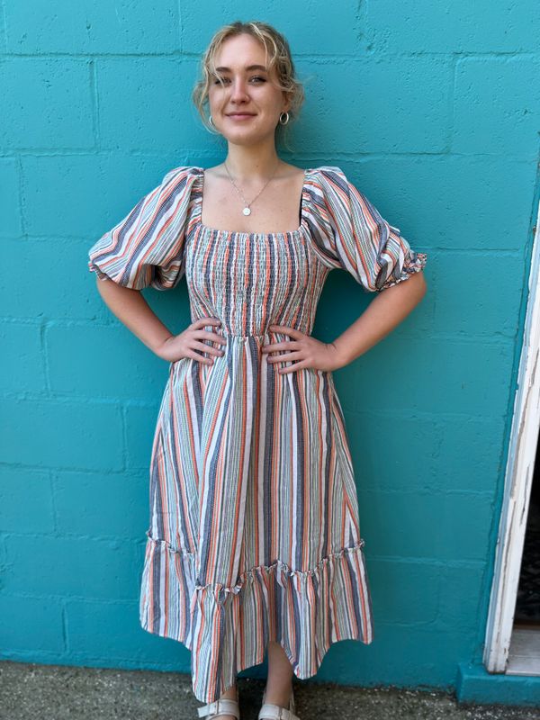 Leona Stripe Puff Sleeve Dress