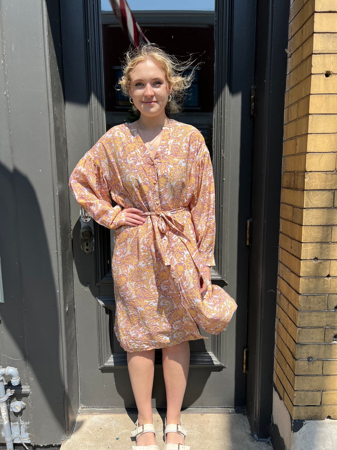 Trinity Paisley Button Down Tie Dress