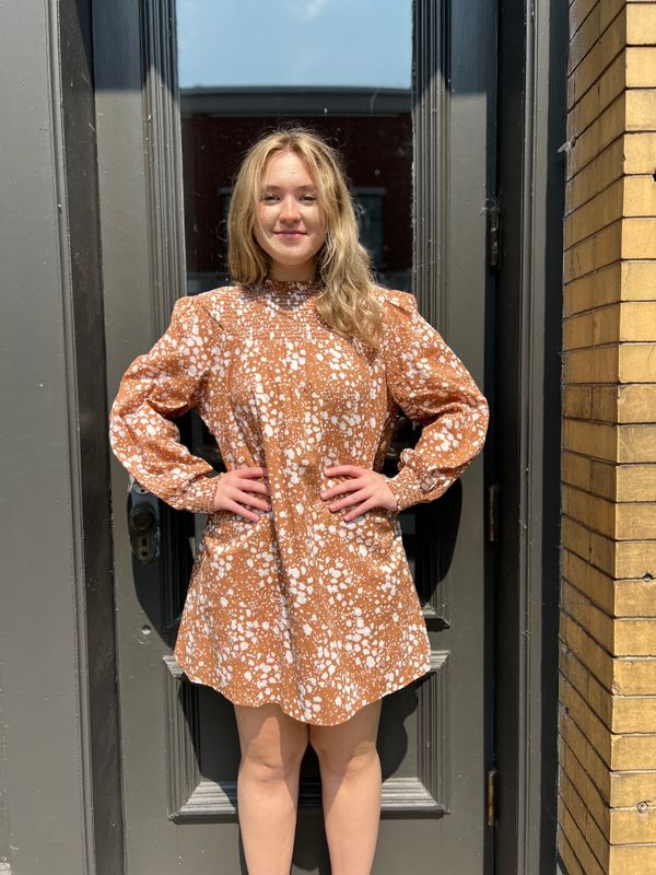 Bennington Tan Spots Smock Dress