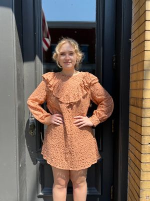 Doris Apricot Lace Ruffle Dress