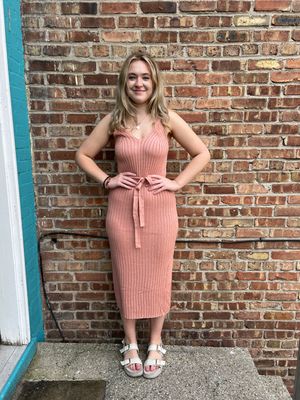 Presley Mauve Rib Tie Midi Dress